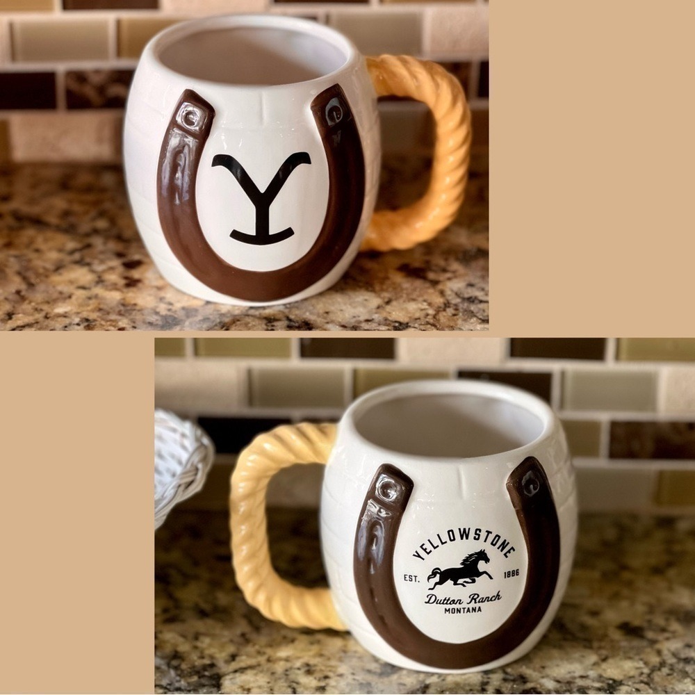 Yellowstone Dutton Ranch Mug 14.5oz Sculpted Horseshoe Rope Handle